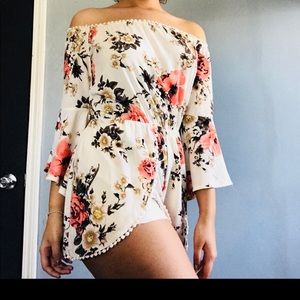 Off the shoulder floral romper